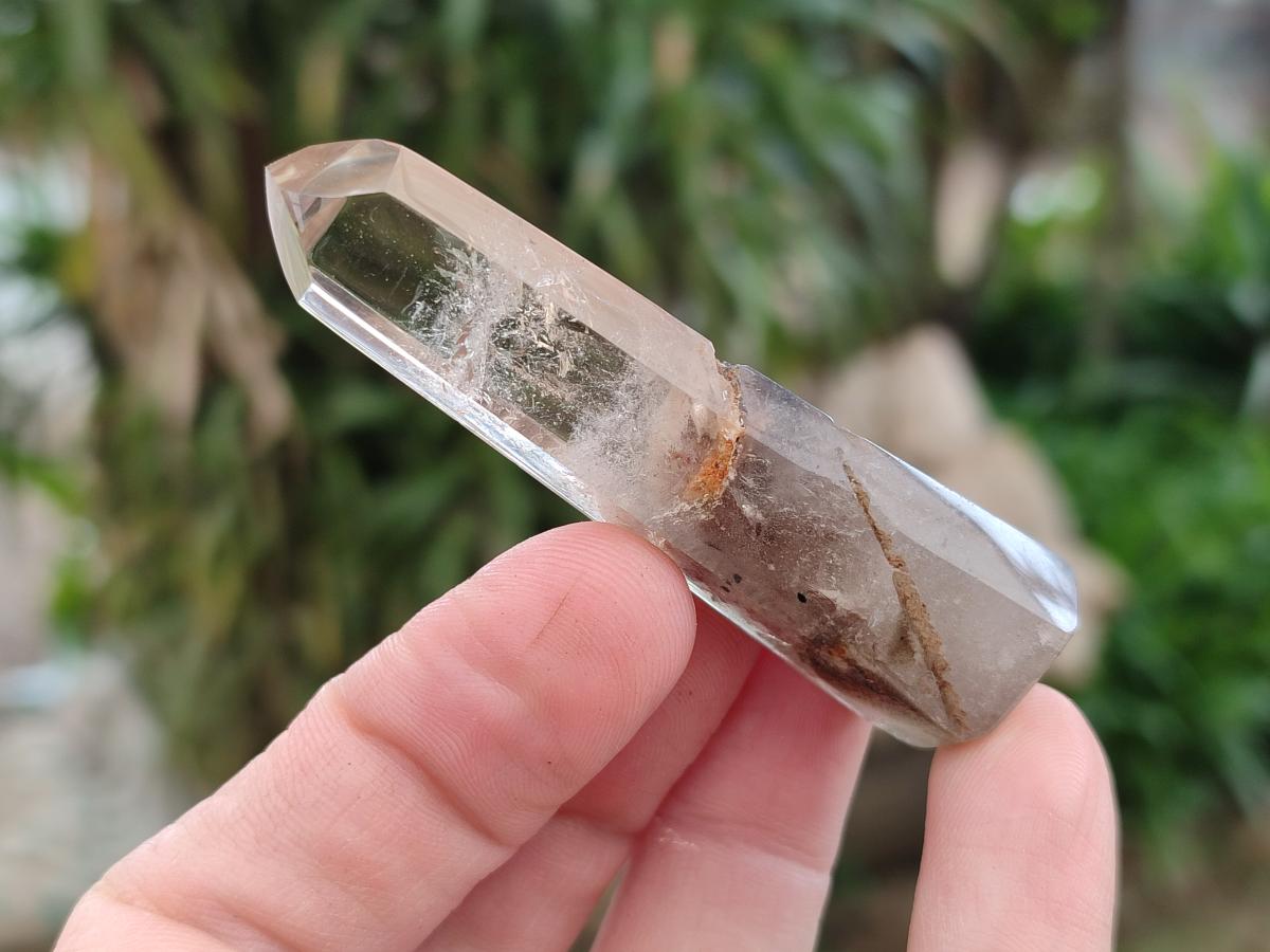 Polished Mixed Smokey Window Quartz Crystals x 17 From Madagascar