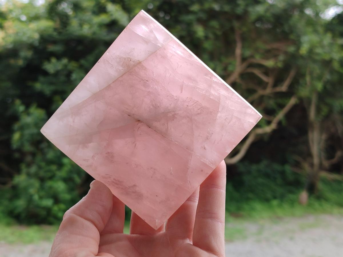Polished Gemmy Rose Quartz Pyramids x 3 From Madagascar