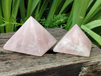 Polished Gemmy Rose Quartz Pyramids x 3 From Madagascar