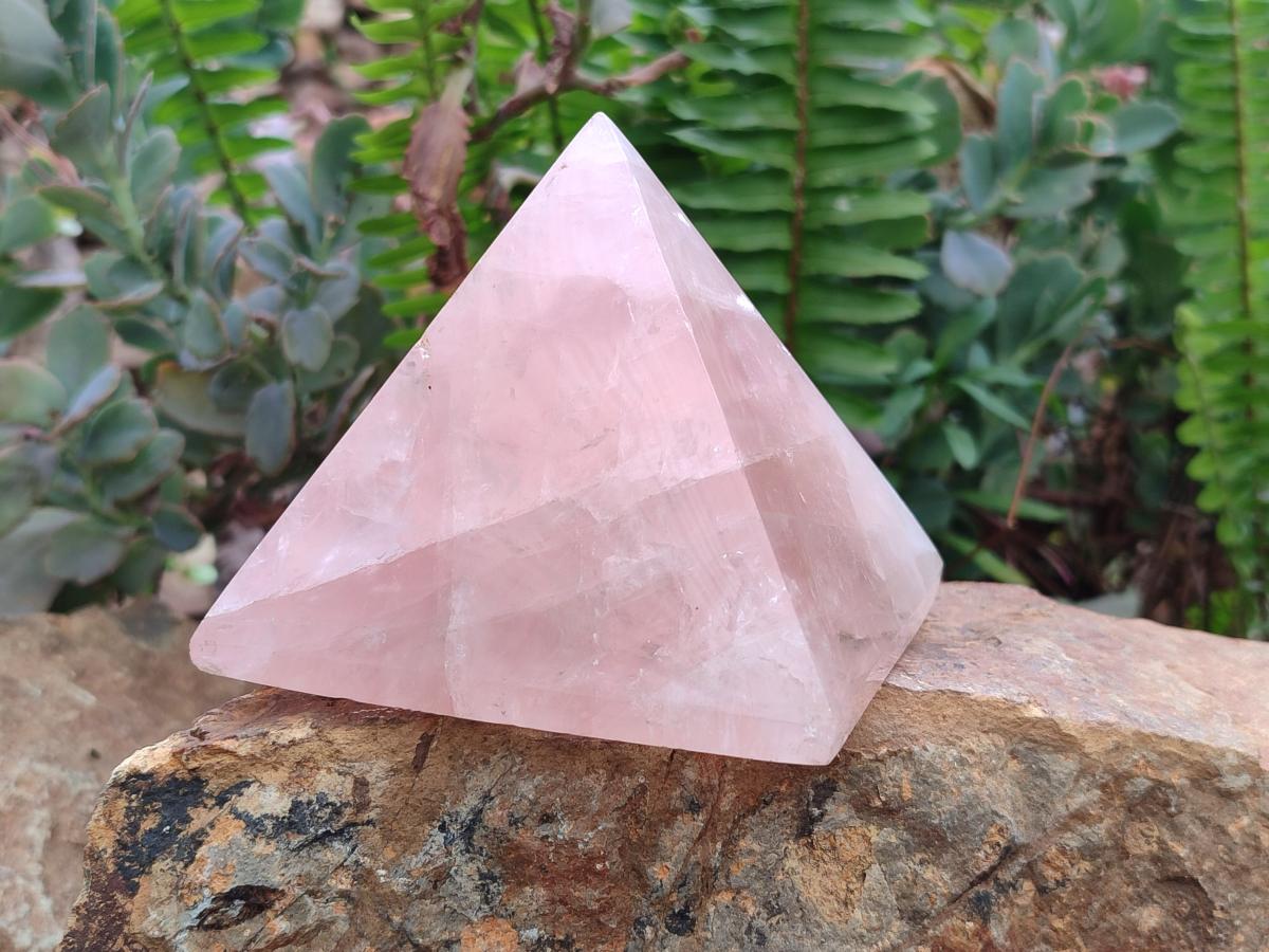 Polished Gemmy Rose Quartz Pyramids x 3 From Madagascar