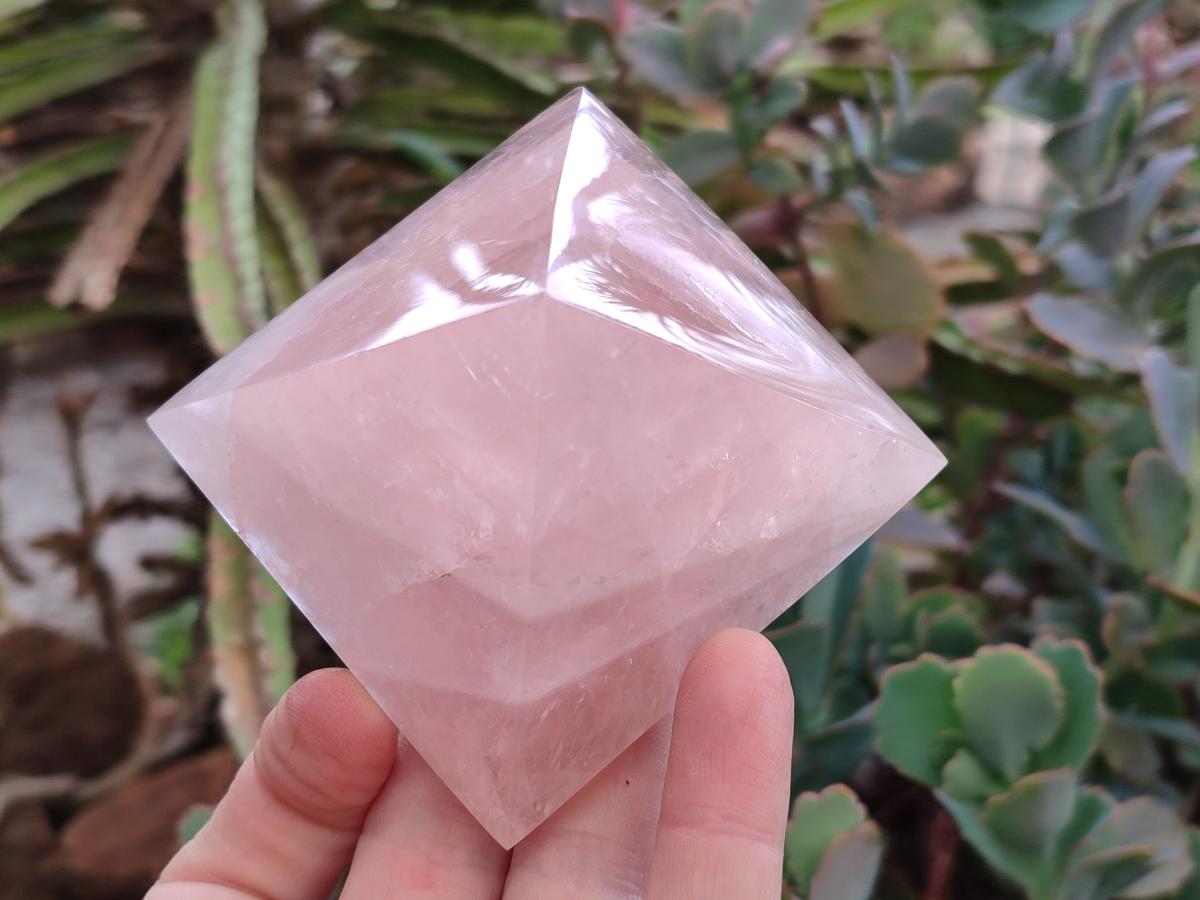 Polished Gemmy Rose Quartz Pyramids x 3 From Madagascar