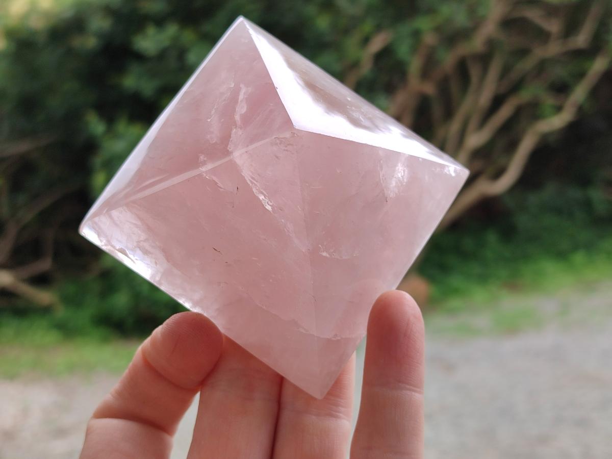 Polished Gemmy Rose Quartz Pyramids x 3 From Madagascar