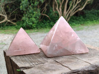 Polished Gemmy Rose Quartz Pyramids x 3 From Madagascar