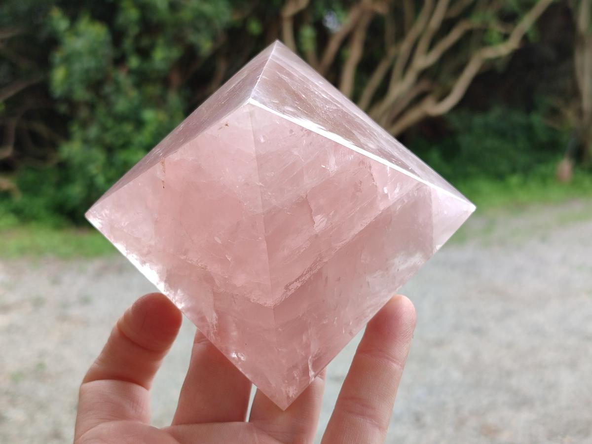 Polished Gemmy Rose Quartz Pyramids x 3 From Madagascar