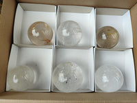 Polished Clear Quartz Crystal Balls x 6 From Madagascar