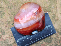 Polished Carnelian Agate Gemstone Hearts x 6 From Madagascar