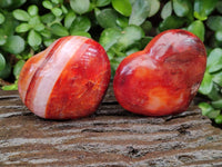 Polished Carnelian Agate Gemstone Hearts x 6 From Madagascar