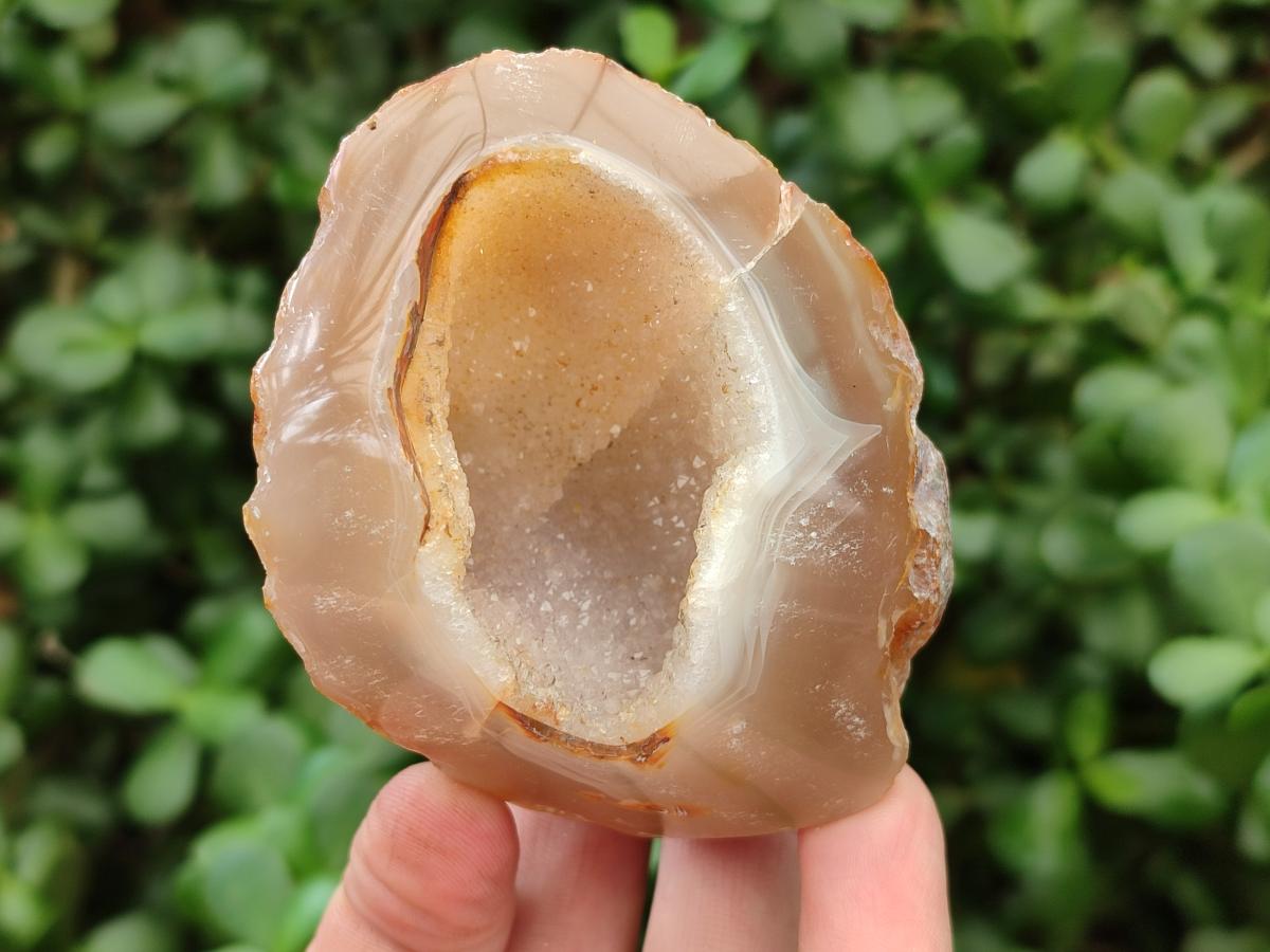 Polished Banded Agate with Crystalline Geodes x 6 From Maintirano, Madagascar