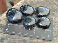 Polished Black Tourmaline Galets x 35 From Madagascar