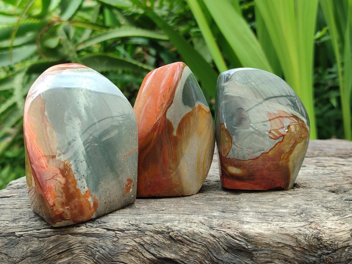 Polished Polychrome Jasper Flames x 6 From NW Coast, Madagascar
