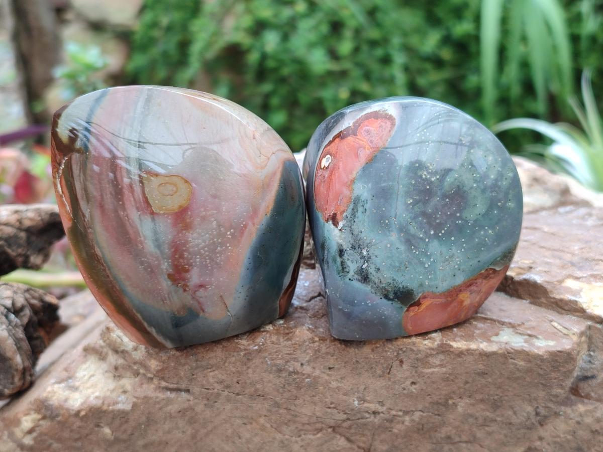 Polished Polychrome Jasper Flames x 6 From NW Coast, Madagascar