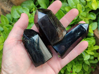 Polished Dark Morion Smokey Quartz and Phantom Quartz Crystals x 6 From Anzojorobe, Madagascar