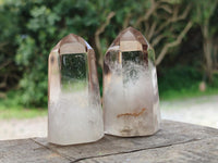 Polished Dark Morion Smokey Quartz and Phantom Quartz Crystals x 6 From Anzojorobe, Madagascar