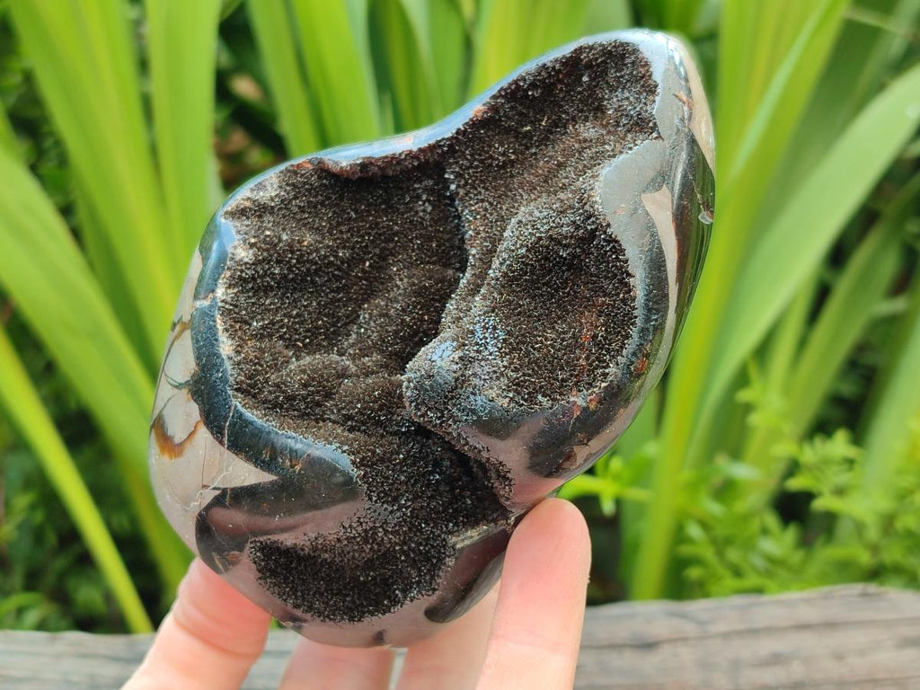 Polished Septerye Sauvage "Dragons Egg" Geode Standing Free Forms x 3 From Mahajanga, Madagascar