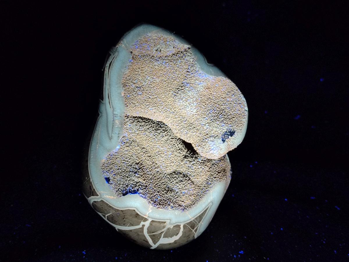 Polished Septerye Sauvage "Dragons Egg" Geode Standing Free Forms x 3 From Mahajanga, Madagascar