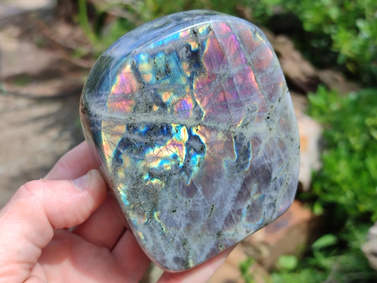 Polished Rare Purple Sunset Flash Labradorite Standing Free Forms x 2 From Madagascar