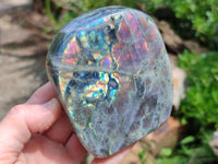 Polished Rare Purple Sunset Flash Labradorite Standing Free Forms x 2 From Madagascar