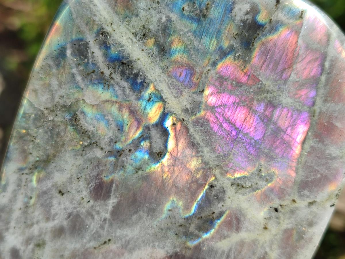 Polished Rare Purple Sunset Flash Labradorite Standing Free Forms x 2 From Madagascar