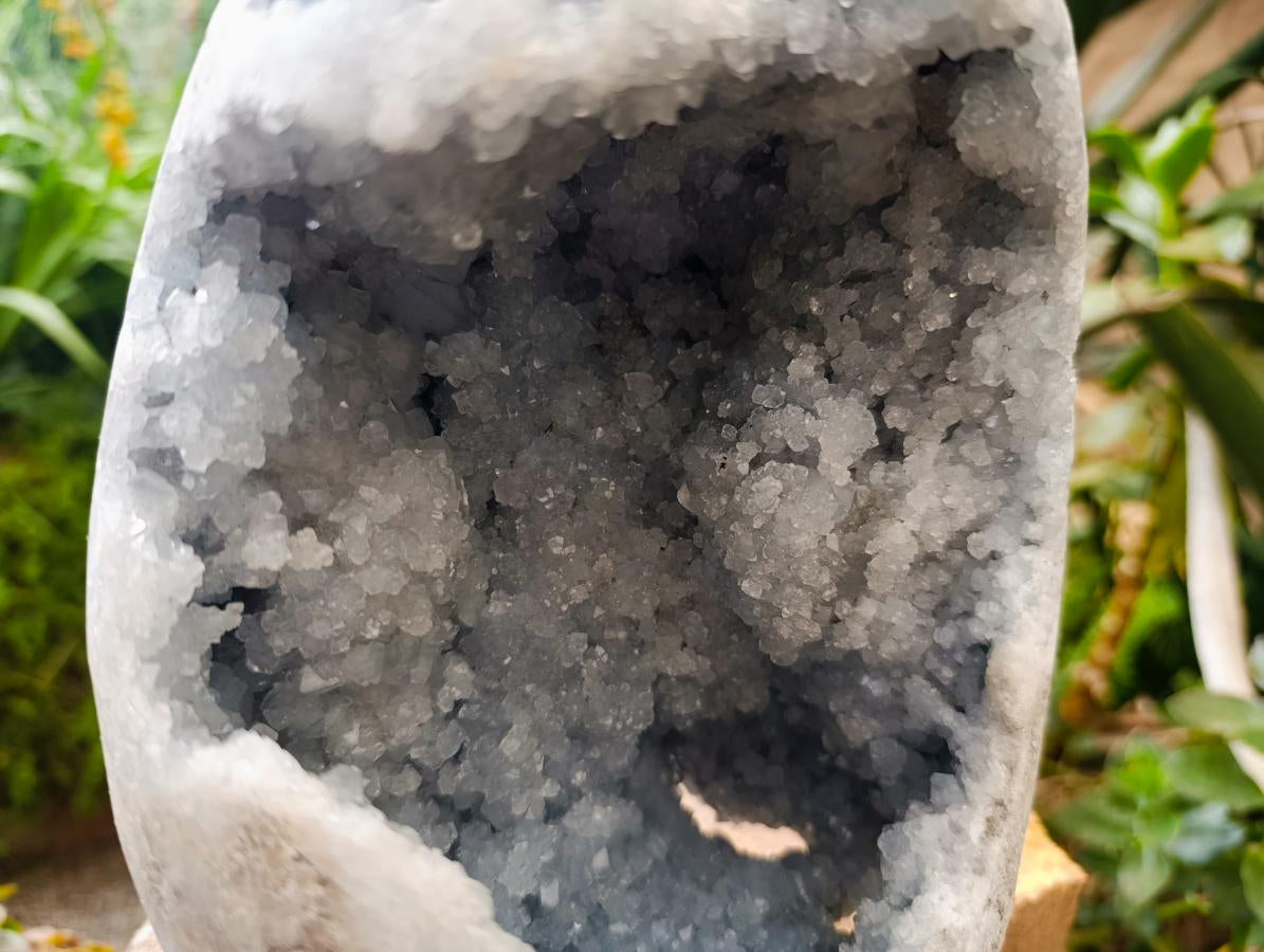 Polished XL Blue Celestite Crystal Geode Egg x 1 From Sakoany, Madagascar