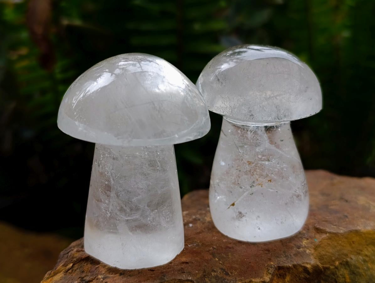 Polished Clear Quartz Mushrooms x 12 From Madagascar