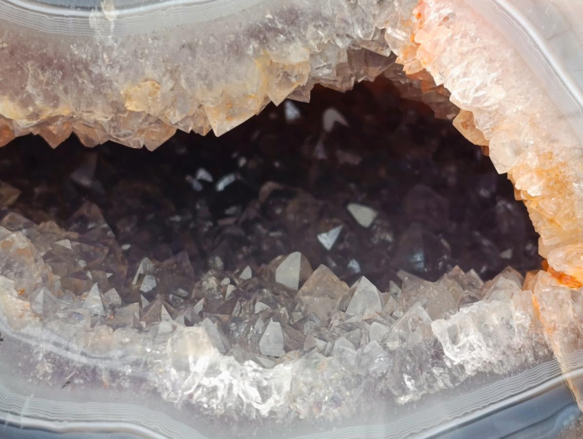 Polished Banded Agate with Crystalline Geodes x 2 From Maintirano, Madagascar