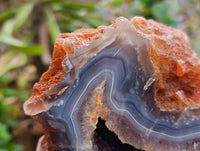 Polished Banded Agate with Crystalline Geodes x 2 From Maintirano, Madagascar