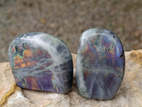 Polished Rare Purple Sunset Flash Labradorite Standing Free Forms x 12 From Madagascar