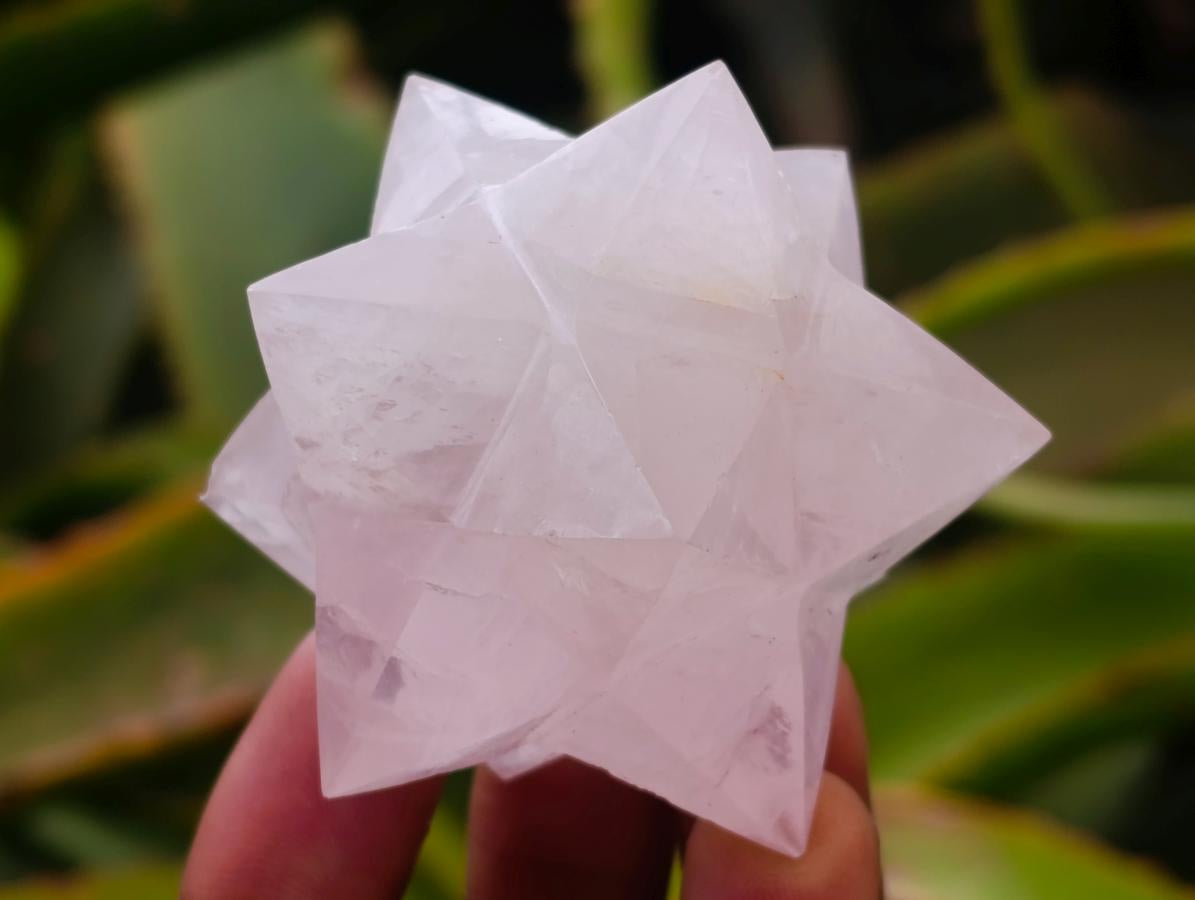 Hand Made Gemmy Rose Quartz Merkabahs x 3 From Madagascar