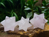 Hand Made Gemmy Rose Quartz Merkabahs x 3 From Madagascar
