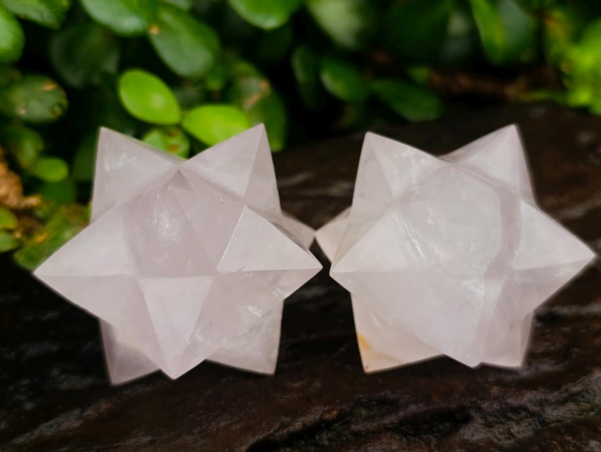 Hand Made Gemmy Rose Quartz Merkabahs x 3 From Madagascar