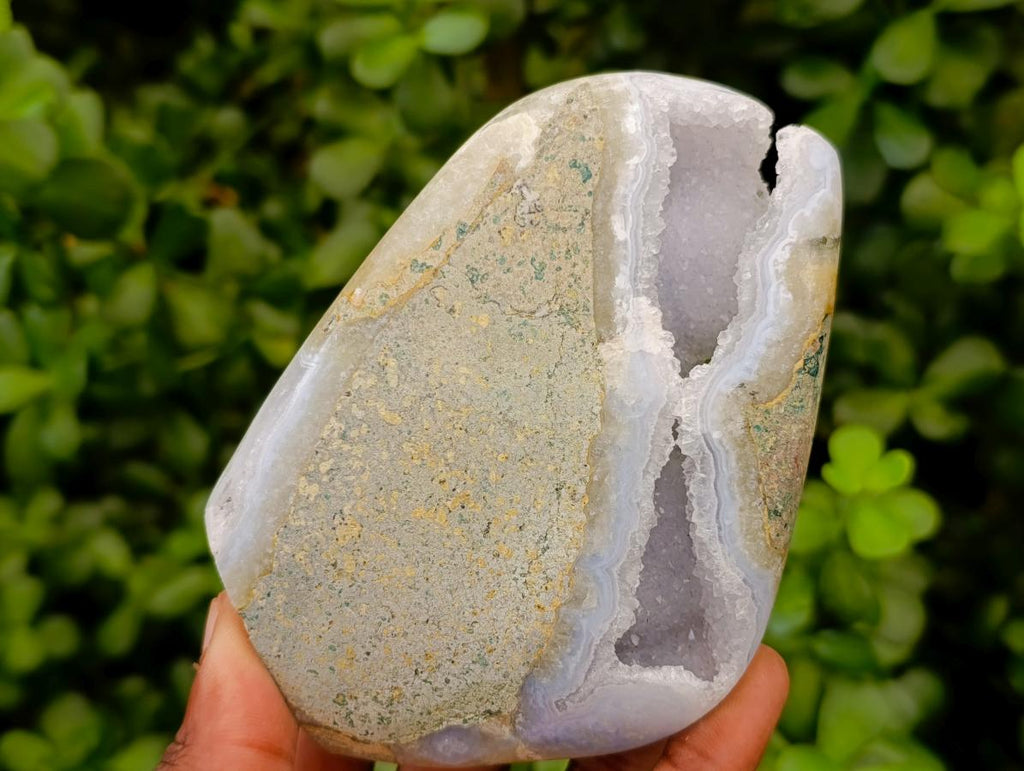 Polished Blue Lace Agate Standing Free Forms x 6 From Nsanje, Malawi