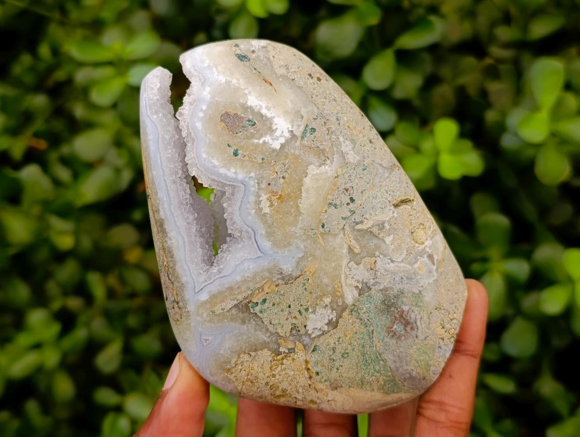Polished Blue Lace Agate Standing Free Forms x 6 From Nsanje, Malawi