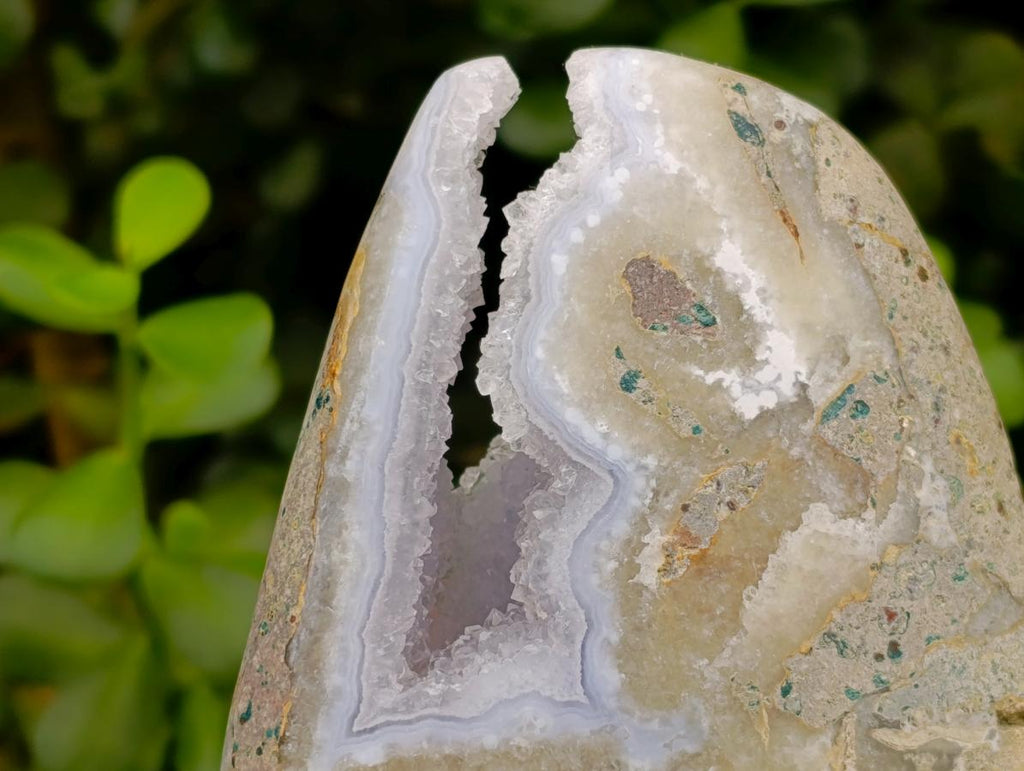 Polished Blue Lace Agate Standing Free Forms x 6 From Nsanje, Malawi