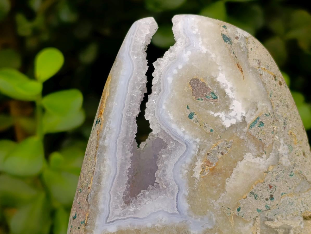 Polished Blue Lace Agate Standing Free Forms x 6 From Nsanje, Malawi