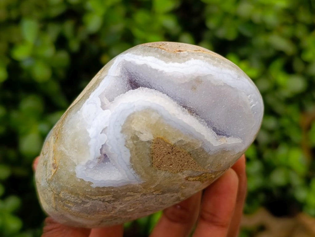 Polished Blue Lace Agate Standing Free Forms x 6 From Nsanje, Malawi