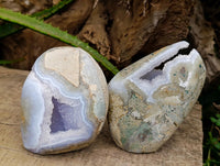 Polished Blue Lace Agate Standing Free Forms x 6 From Nsanje, Malawi
