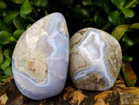 Polished Blue Lace Agate Standing Free Forms x 6 From Nsanje, Malawi