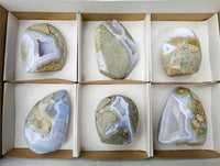 Polished Blue Lace Agate Standing Free Forms x 6 From Nsanje, Malawi