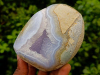 Polished Blue Lace Agate Standing Free Forms x 6 From Nsanje, Malawi