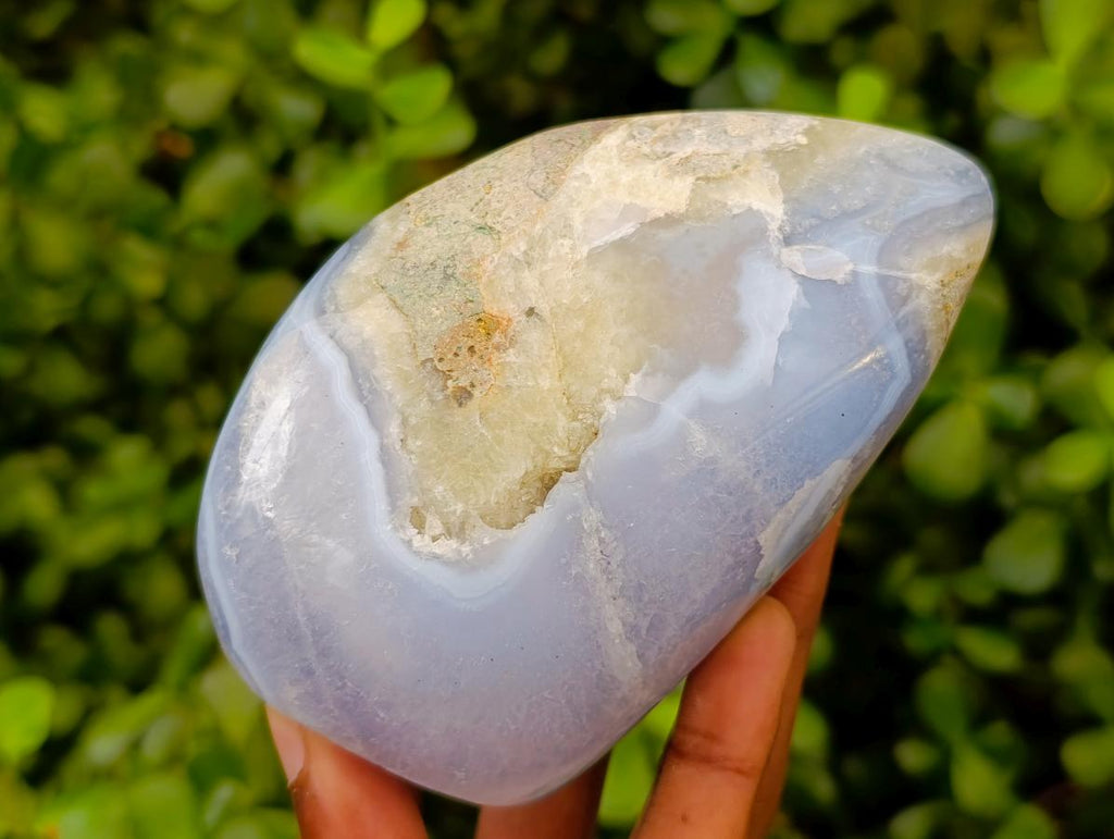 Polished Blue Lace Agate Standing Free Forms x 6 From Nsanje, Malawi