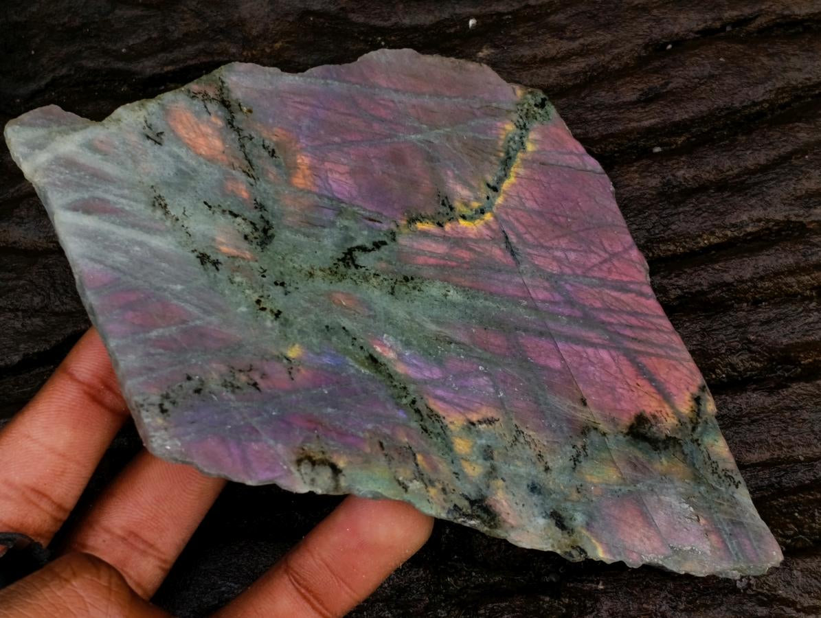 Polished One Side Labradorite Display Piece x 4 From Madagascar