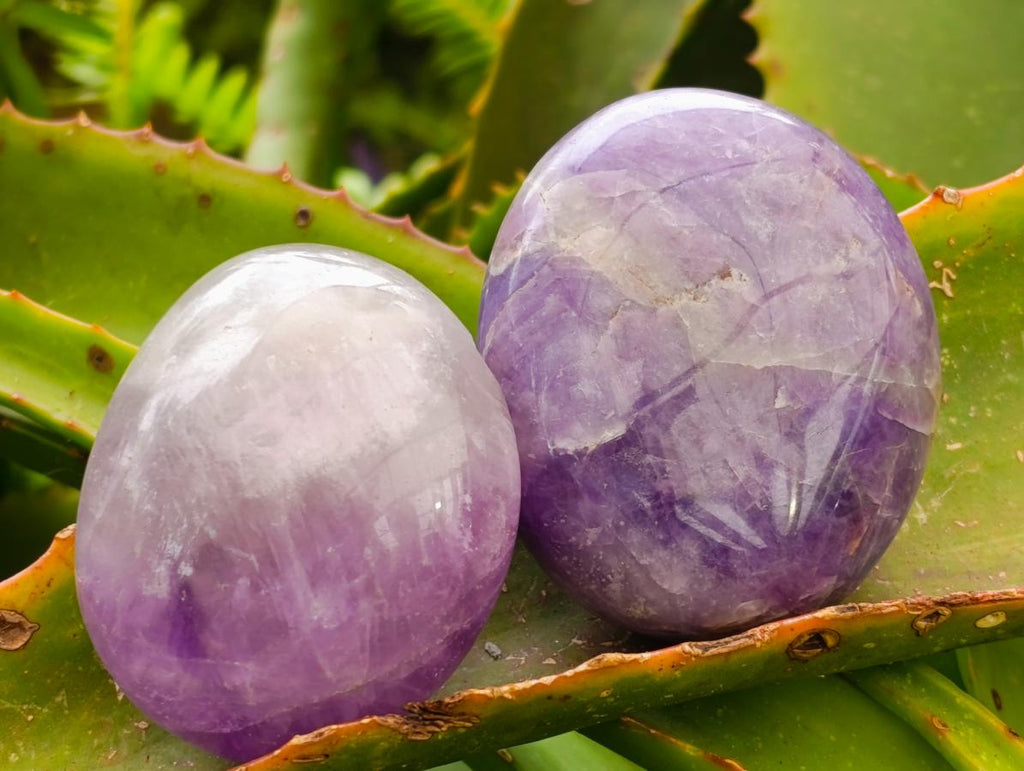 Polished Banded Amethyst Galets x 12 From Madagascar