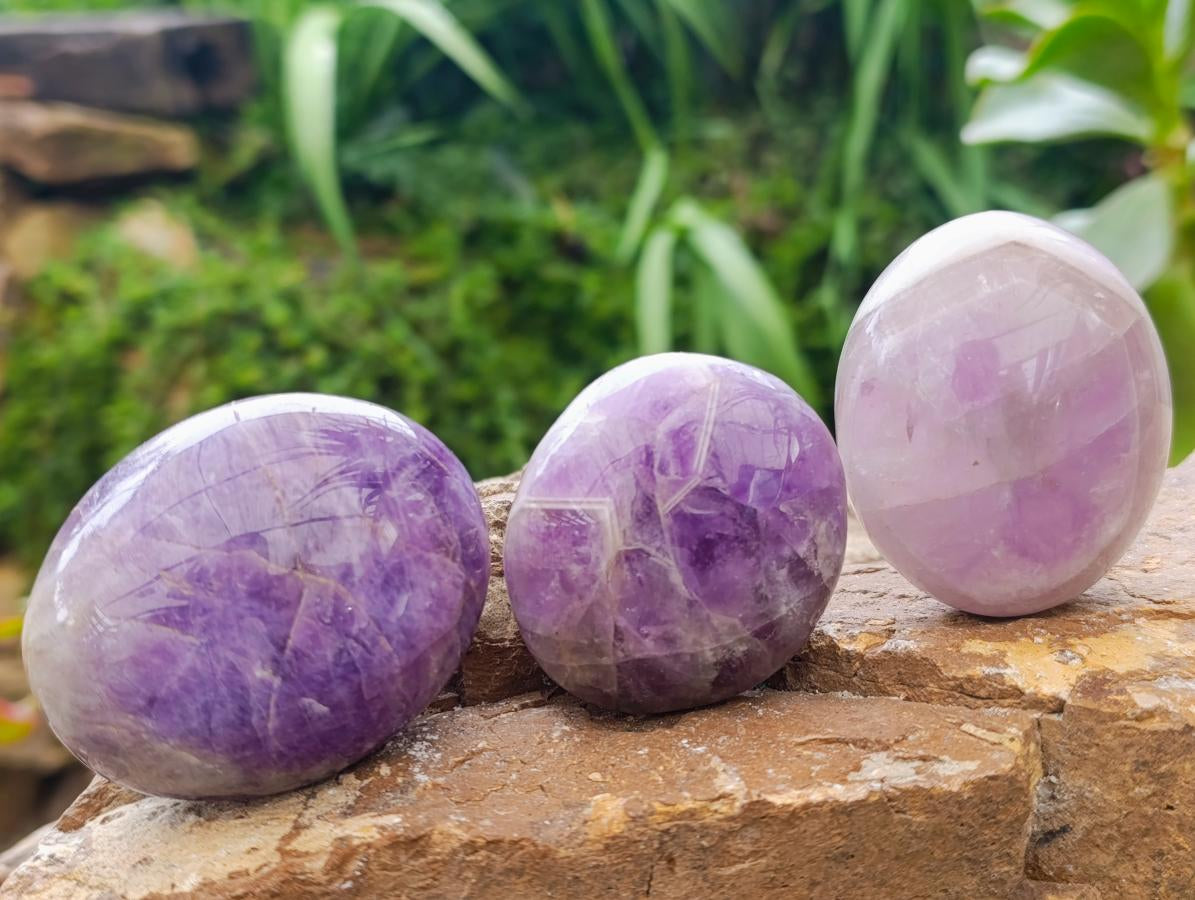 Polished Banded Amethyst Galets x 12 From Madagascar