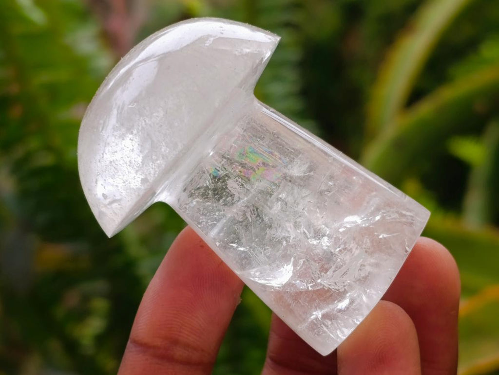 Polished Clear Quartz and Girasol Mushrooms x 12 From Madagascar