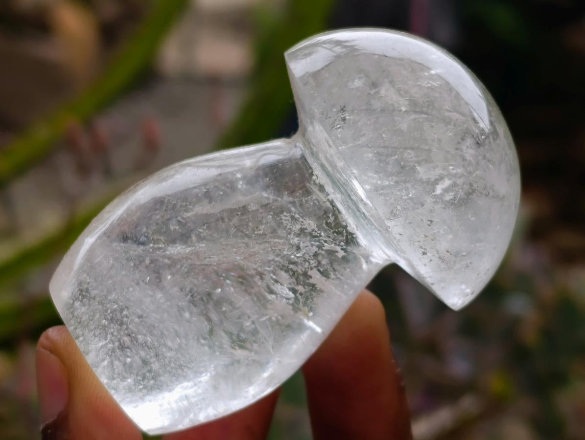 Polished Clear Quartz and Girasol Mushrooms x 12 From Madagascar
