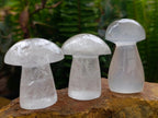 Polished Clear Quartz and Girasol Mushrooms x 12 From Madagascar