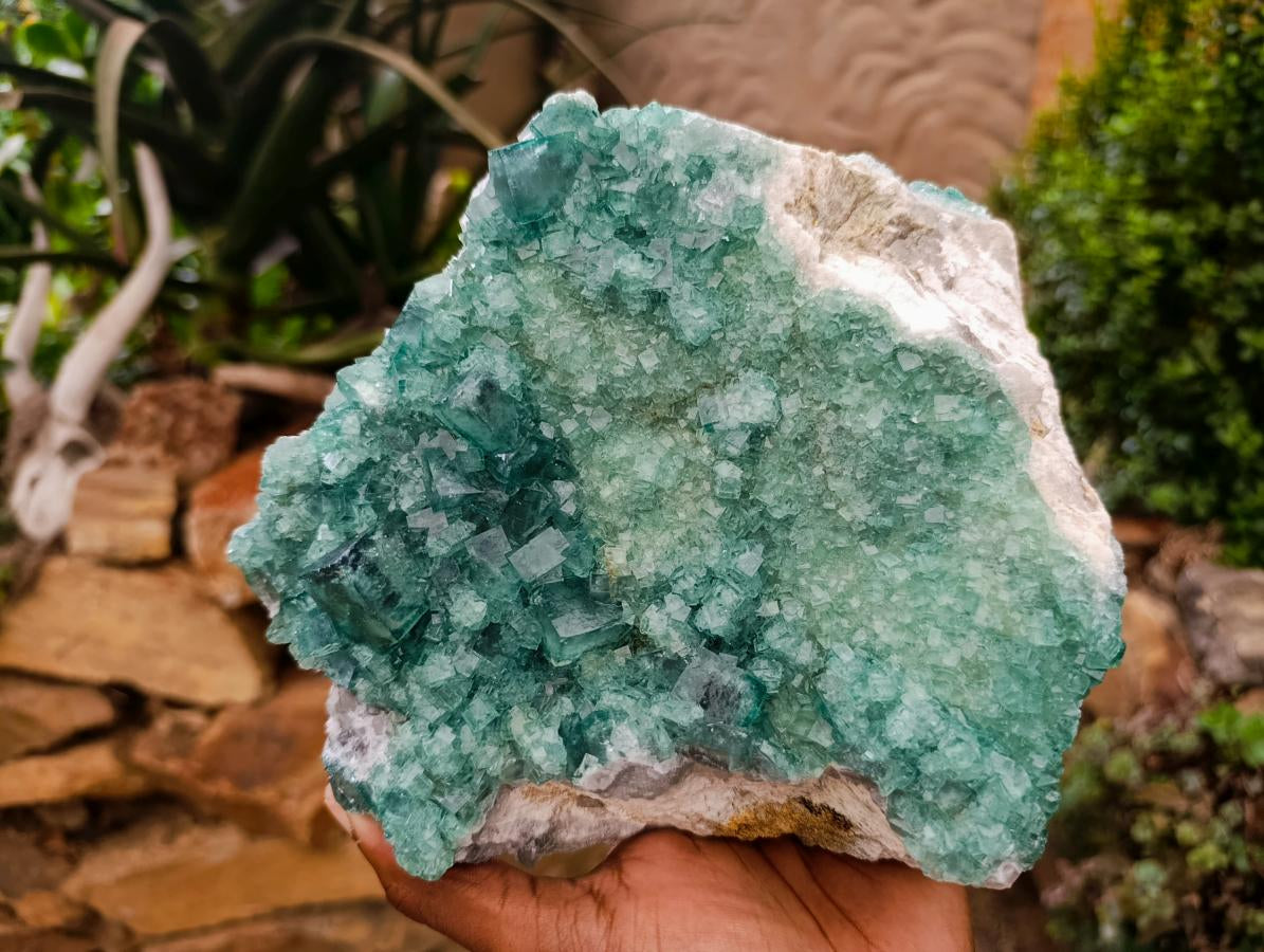 Natural Cubic Green Fluorite Cluster Specimen x 1 From Mandrosonoro, Madagascar