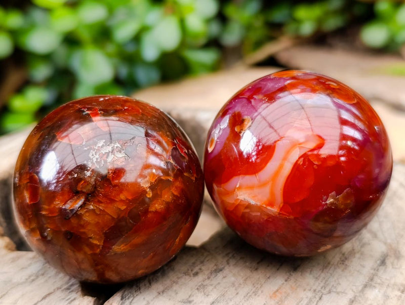 Polished Carnelian Agate Gemstone Spheres x 8 From Madagascar - Toprock Gemstones and Minerals 