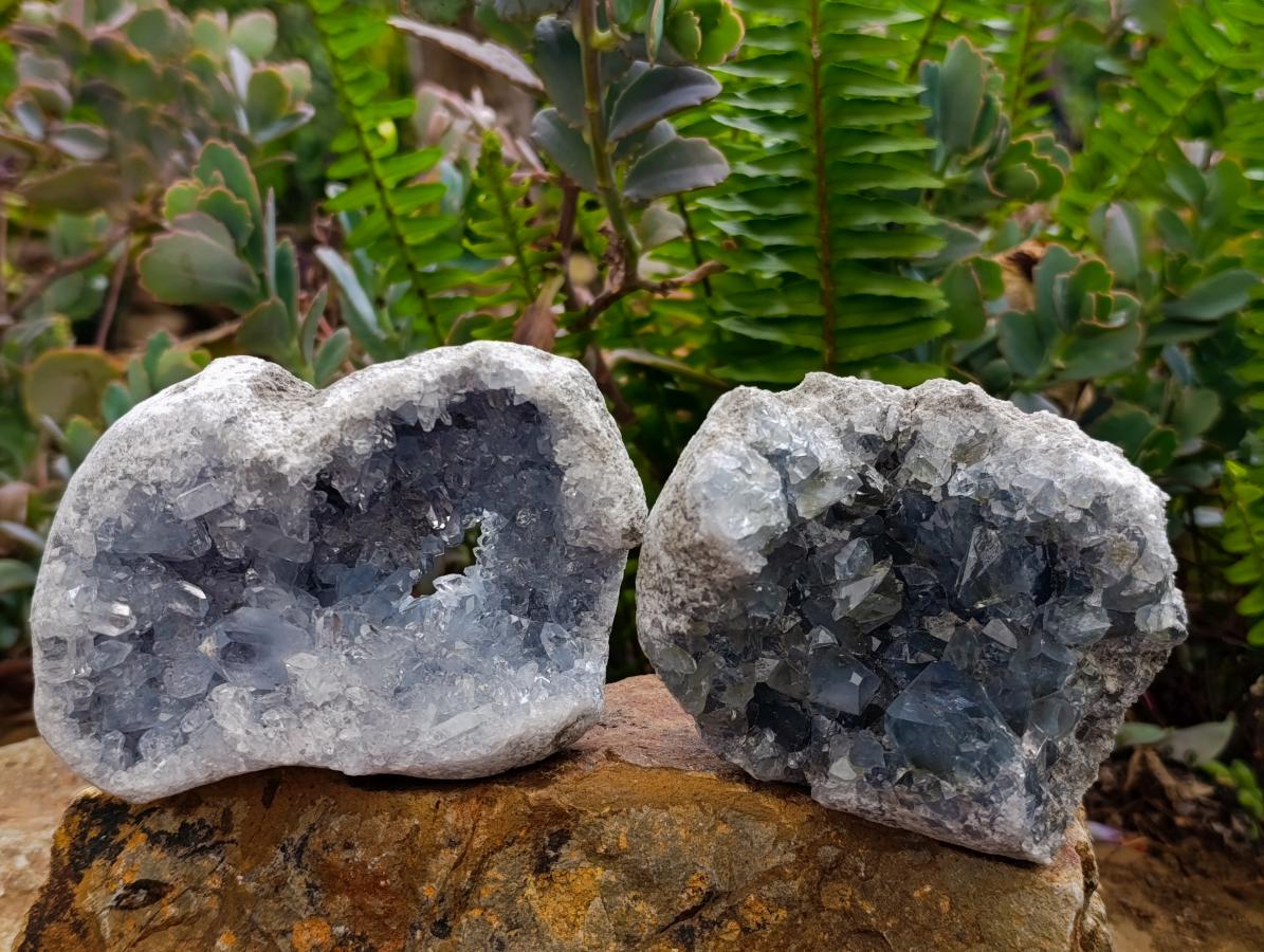 Natural Blue Celestite Specimens x 3 From Sakoany, Madagascar