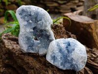 Natural Blue Celestite Specimens x 3 From Sakoany, Madagascar